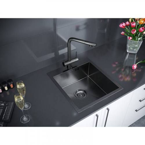 Мойка для кухни Paulmark Favor PM214551-GM 45х51 вороненая сталь
