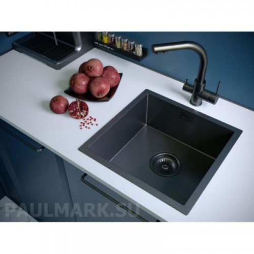 Мойка для кухни Paulmark Aller PM904444-GM 44х44 вороненая сталь