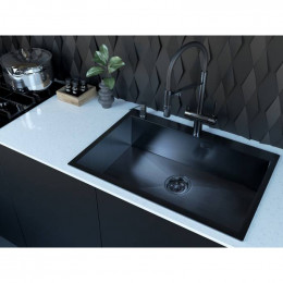 Мойка для кухни Paulmark Saar PM807551-GM 75х51 вороненая сталь