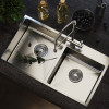 Мойка MIXLINE настольный монтаж 72х40 (3,0) 2-х чашева вып 3 1/2, 22см с сифоном сатин PRO (547240)