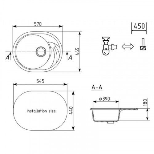 Кухонная мойка Ulgran U-403-308 черный матовый