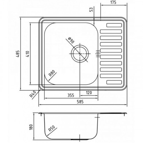 Мойка кухонная Iddis Strit STR58SDi77 58.5х48.5 сатин