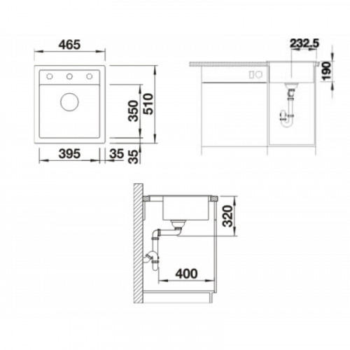Мойка Blanco Dalago 45 арт. 517162, шампань, с клапаном-автоматом, 46,5*51 см