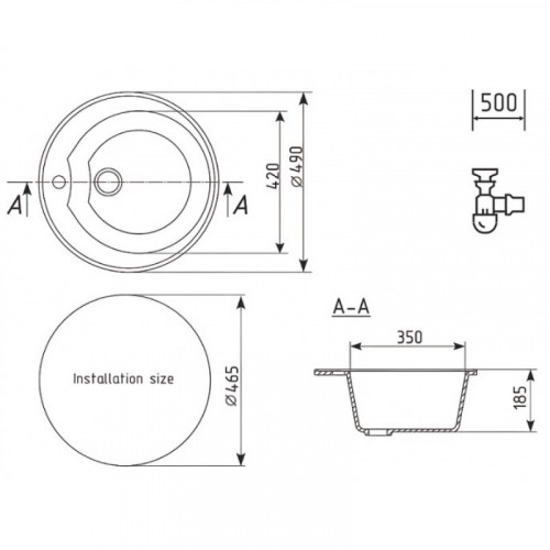 Кухонная мойка Ulgran U-100-343 антрацит матовый