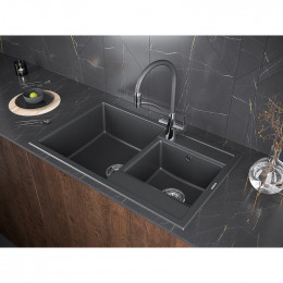 Мойка для кухни Paulmark Tandem PM238250-BLM 82х50 черный металлик