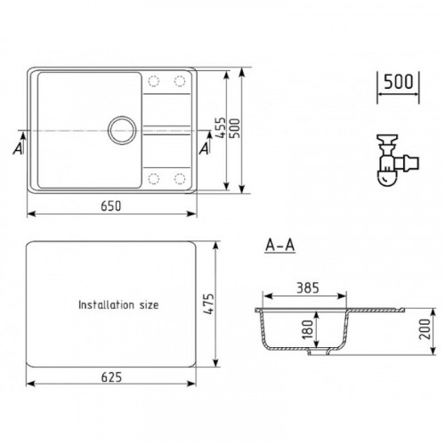 Кухонная мойка Ulgran Quartz Prima 650-04 платина матовый