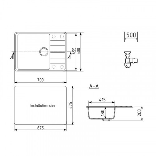 Кухонная мойка Ulgran Quartz Prima 700-09 мокрый асфальт