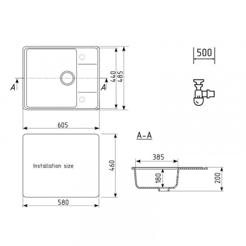 Кухонная мойка Ulgran Quartz Prima 605-09 мокрый асфальт