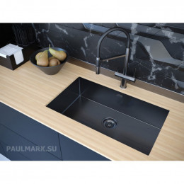 Мойка для кухни Paulmark Koher PM807444-GM 74х44 вороненая сталь