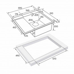 Мойка для кухни Paulmark Flank PM225951-BSR 59х51 сталь