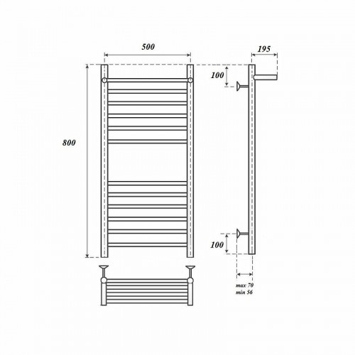 Полотенцесушитель водяной Point PN09158S П12 500x800, хром