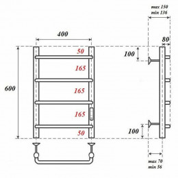 Полотенцесушитель электрический Point PN08846 П4 400x600 хром