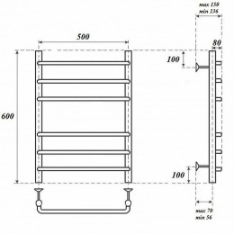 Полотенцесушитель водяной Point PN09156 П6 500x600 хром