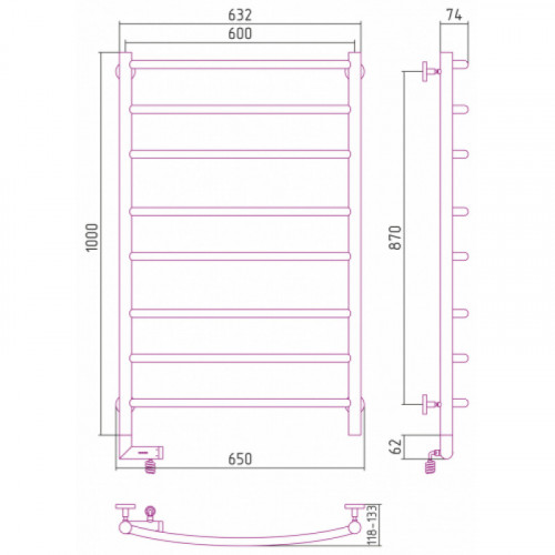 Электрический полотенцесушитель Сунержа Галант 2.0 8017-5200-1060 100х60 L шоколадно-коричневый