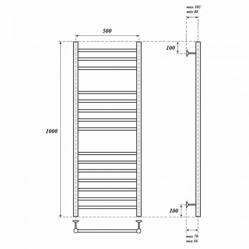 Полотенцесушитель водяной Point PN10150S П15 500x1000 хром