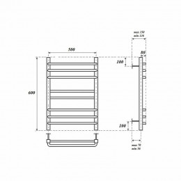 Полотенцесушитель водяной Point PN90156S П8 500x600 хром