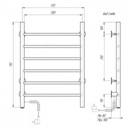Полотенцесушитель электрический Domoterm Аврора DMT 109-6 50*71 EK L