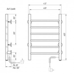 Полотенцесушитель электрический Domoterm Аврора DMT 109-6 40*60 EK R