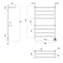 Полотенцесушитель электрический Domoterm Медея сп2 П8 500x800 ER хром
