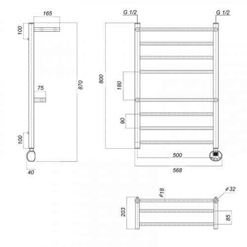 Полотенцесушитель электрический Domoterm Медея сп2 П8 500x800 ER хром