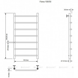Полотенцесушитель водяной Aquanet Fiona 1000x500, хром 00266738