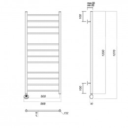 Полотенцесушитель электрический Domoterm Медея П12 (4-4-4) 500x1200 EL