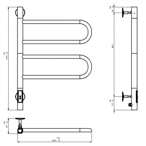 Полотенцесушитель электрический Vincea VTD-1R1CE 44х60