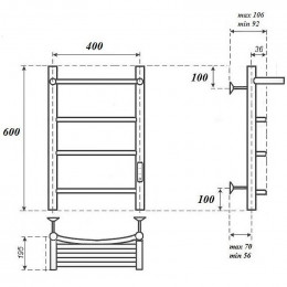 Полотенцесушитель электрический Point PN04846PW П3 400x600 белый