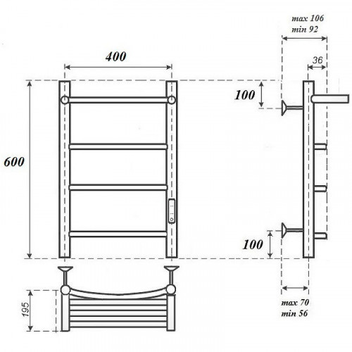 Полотенцесушитель электрический Point PN04846PW П3 400x600 белый