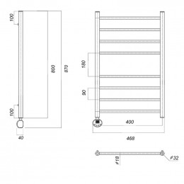 Полотенцесушитель электрический Domoterm Медея П8 400x800 EL хром