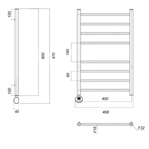 Полотенцесушитель электрический Domoterm Медея П8 400x800 EL хром