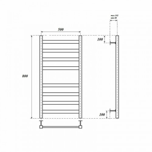 Полотенцесушитель электрический Point PN83158E П8 500x800 левый/правый хром
