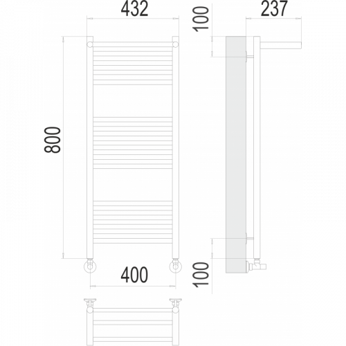 Водяной полотенцесушитель Terminus Аврора П16 400х800 с полкой