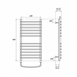 Полотенцесушитель электрический Point PN05148SE П12 400x800 левый/правый хром
