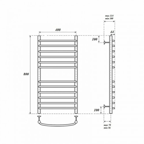 Полотенцесушитель электрический Point PN05148SE П12 400x800 левый/правый хром