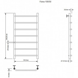 Полотенцесушитель Aquanet Fiona 282000 100х50 правый хром