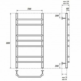 Полотенцесушитель электрический Point PN07158E П7 500x800 левый/правый хром