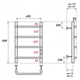 Полотенцесушитель электрический Point PN08846W П4 400x600 белый