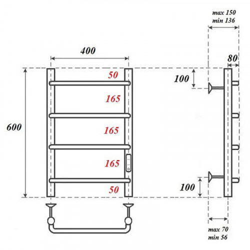 Полотенцесушитель электрический Point PN08846W П4 400x600 белый