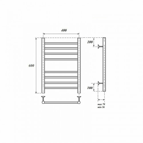 Полотенцесушитель водяной Point PN10146S П8 400x600 хром
