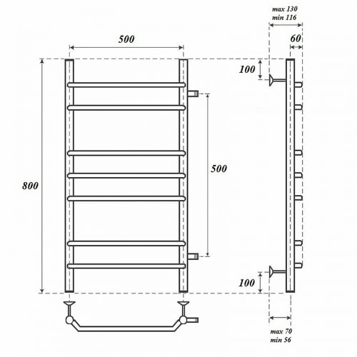 Полотенцесушитель водяной Point PN07558 П7 500x800 хром