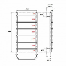 Полотенцесушитель электрический Point PN06858 П6 500x800 хром