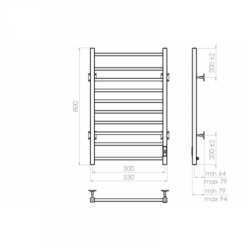 Полотенцесушитель электрический Vincea VTD-1LWE 50х80 белый