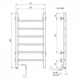 Полотенцесушитель электрический Domoterm Аврора DMT 109-6 40*80 EK L