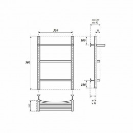 Полотенцесушитель водяной Point PN04155P П2 500x500 хром