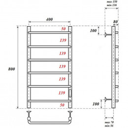 Полотенцесушитель электрический Point PN08848W П6 400x800 белый