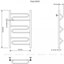 Полотенцесушитель водяной Aquanet Paolo 800x500, хром 00266733