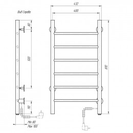 Полотенцесушитель электрический Domoterm Классик DMT 109-6 40*81 EK R
