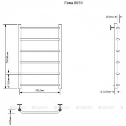 Полотенцесушитель водяной Aquanet Fiona 800x500, хром 00266737