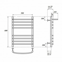 Полотенцесушитель водяной Point PN05156SP П7 500x600 хром